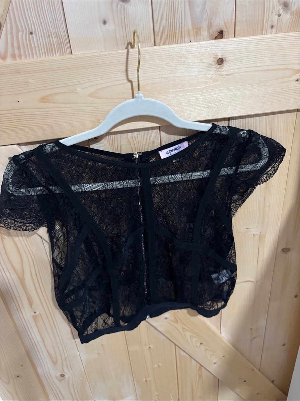 A Pea in the Pod Black Lace Crop Top